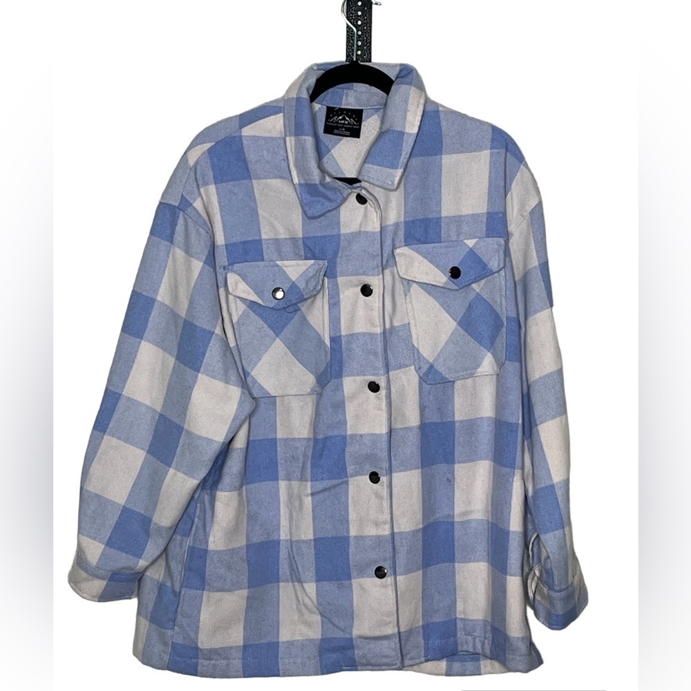 HFX Checkered Flannel Wool Blend Top Sz Large